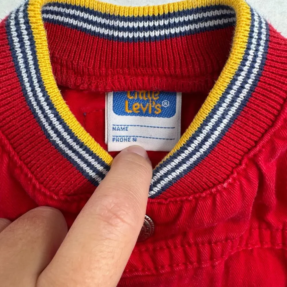 Vintage 90s Little Levis Jumpsuit 6 Months Red‎ Snap Button Boys Girls Retro 80s